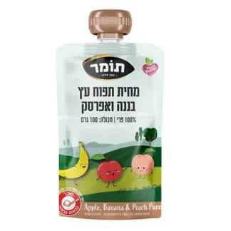 סקוויז מחית תפוח, בננה אפרסק 100% פרי
