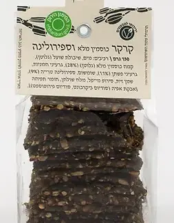 קרקר כוסמין מלא וספירולינה באריזה בינונית